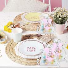 24sets/72pcs Keychain Gift Set, 24 Footprint Pendant Keychain, 24 Thankyou Card And 24 Organza Bag, For Party Decorations, Gender Reveal, Shower Gifts