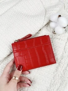 SOUTHLAND&KANGAROO 勃艮第包 Charry 红色包 酒红色包，字母细节折叠小钱包口袋钱包小钱包双折超薄女士钱包轻便便携式信用卡钥匙包短钱包可爱现代时尚生日礼物 - 紅色 - 查看 3