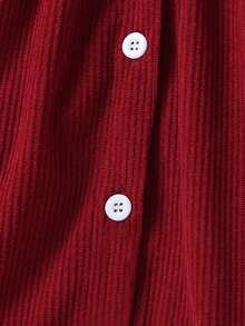 Cute Fuchsia Corduroy Embroidered Cap Sleeve Baby Girls' Long Dress - Burgundy - View 7