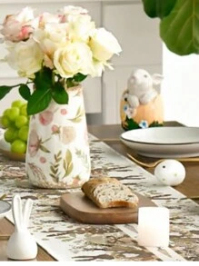 Eucalyptus Bunny Happy Easter Tablecloth, Seasonal Spring Kitchen Table Decoration, Home Party Decor