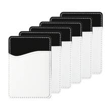 6 Packs Blanks Phone Wallet, PU Leather Phone Card Holder For Back Of Phone, DIY Blanks Credit Card Pocket For Phone Case, Stick On Wallet For Cell Phone