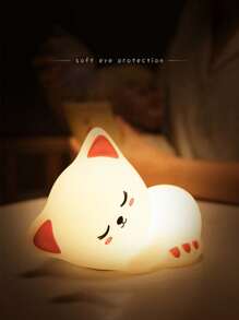 1pc Cute Cat Night Lamp With Touch Function, Silicone Cute Night Light, 5 Kinds Of Brightness Timing Night Light, USB Cordless Night Light, Cute Cat Light Cute Room Decor, Suitable For Home Decor Bed, Bedroom, Desktop Decoration