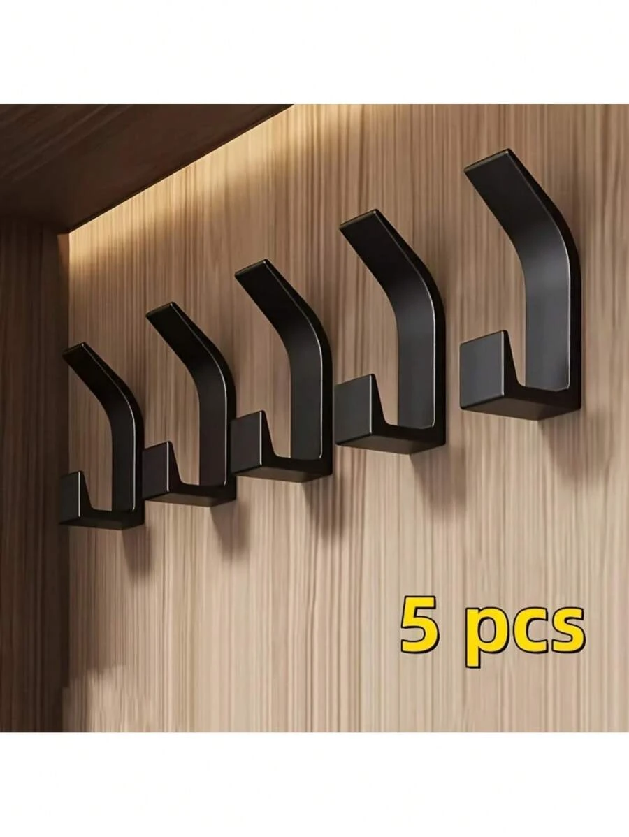 5个自粘挂钩，无需钻孔，浴室塑料毛巾钩，衣柜衣钩，卧室浴袍钩，家居收纳钥匙钩，休闲风格，浴室，客厅，厨房配件