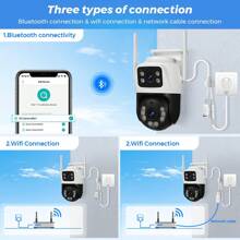 Telecamera di sicurezza intelligente 8MP 4K, Ultra HD, doppio obiettivo, visione a 360°, resistente agli agenti atmosferici, visione notturna, allarme vocale, rilevamento intrusioni per la sicurezza di tutta la casa e il monitoraggio esterno