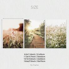 Set de 3 piezas, Fotografía de flores silvestres Paisaje natural Viaje Artes de pared, Arte de bosque nórdico verde, Impresiones de arte botánico, Carteles de lienzo de estilo rústico, Decoración de pared rústica, Decoración de primavera, Arte para sala de estar, dormitorio, oficina, cafetería, bar, pasillo, dormitorio, decoración del hogar y la habitación, sin marco - Verde Oliva - Ver 3