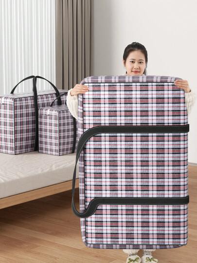 1 个手持防水大容量储物袋，被子储物袋，衣物储物袋，搬家包装袋，大容量防水编织储物袋，带拉链封口 - 耐用，多功能储物袋适用于搬家、卧室、旅行和工具存储 - 多种颜色，袋子储物袋，储物盒