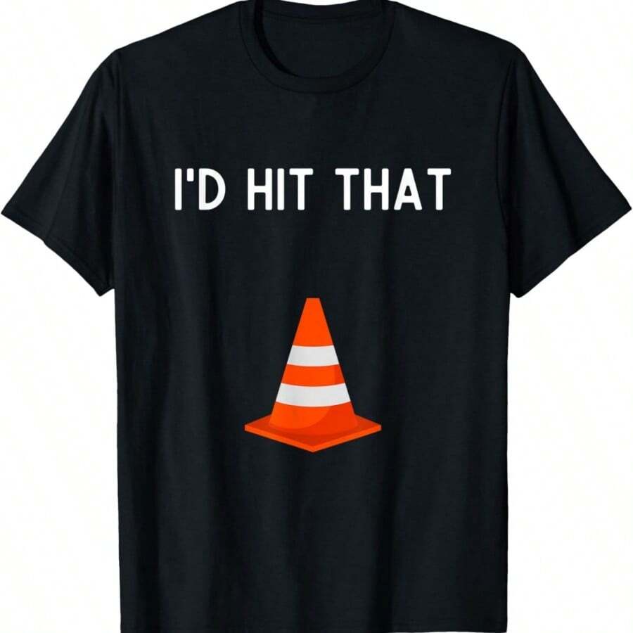 I'd Hit That Traffic Cone Shirt Funny Traffic Cone T-Shirt - màu đen - Xem 1