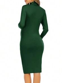 Fall Maternity Dresses For Women Winter Long Sleeve Maternity Bodycon Dress For Baby Shower Maternity Photoshoot - 綠色 - 查看 5