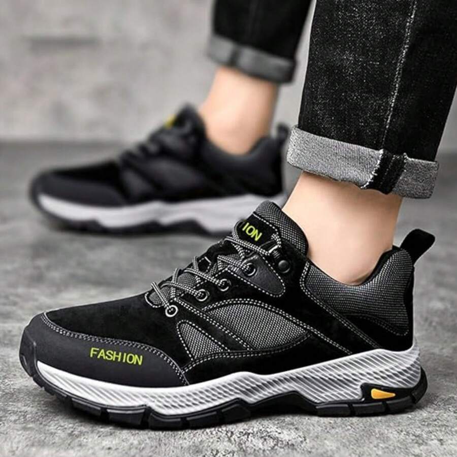 Men's Outdoor Sports Shoes Made Of Lightweight, Airy And Stretchy Material. Fashion Outdoor Sneakers. Suitable For Hiking, Walking, Camping, Mountain Climbing, Fishing, Jungle, Running, Backpacking And More. - 黑色 - 查看 1