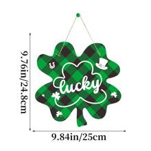 1pc Happy St. Patrick's Day Decoration, Green Shamrock Buffalo Plaid Paper Door Hanger Sign & Clover Paper Round Plaque, Suitable For Irish Holiday Window, Home, Wall, Indoor/Outdoor, Farmhouse, Party Decor