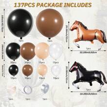 137 piezas Conjunto de arco de globos con temática de vaquero occidental - Globos de aluminio y látex con forma de vaca, adecuado para actuaciones de rodeo, carnaval de granja, fiesta de cumpleaños con tema occidental y celebración general - Colores mezclados 137 piezas - Ver 4