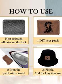 1pc Personalized Leatherette Patches With Hot Melt Adhesive, Brown Leather Patches For Hats, Laser Engraving Blanks Custom Patches, Rectangle Fabric Stickers For Cloth Repair Sew Supplies