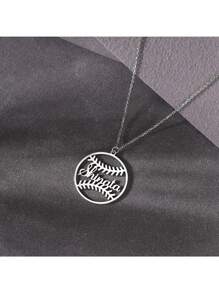 1 pièce Collier pendentif avec nom de baseball en acier inoxydable, thème minimaliste et élégant. Bijou de sport personnalisé, convient pour le port quotidien des femmes. Accessoire sans pierre précieuse.