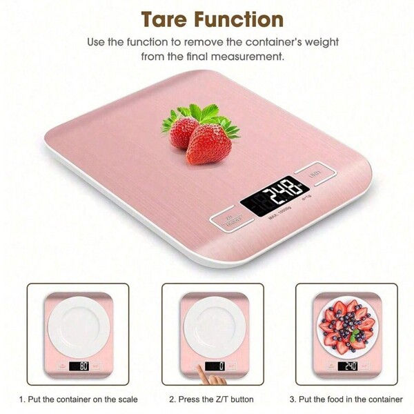 Digital Kitchen Scale, High Precision Food Scale With Stainless Steel Platform, 5KG/10kg Capacity, 0.01oz/1g Division, Tare Function, Unit Conversion, For Cooking Baking, AAA Batteries Not Included