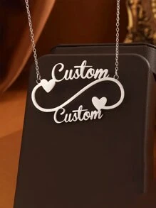 Elegant Custom Double Name Heart Pendant Necklace - Personalized Stainless Steel Chain Suitable For Casual Wear - Perfect Gift For Couples And Friends