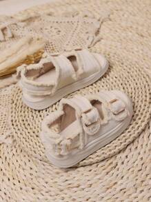 1 pereche de sandale retro romane pentru fete, sandale casual cu talpă groasă pentru vară