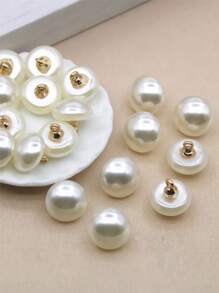 20pcs/set Faux Pearl Decor Button, Simple ABS Geometric Shaped Sewing Button For DIY - White - View 4