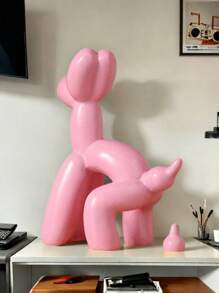 1pc Handmade Resin Balloon Dog Statue Ornament - Cute White Animal Sculptures For Home Decoration And Valentine's Day Gifts, Birthday Gifts Graduation