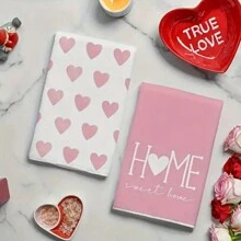 2pcs Heart Pattern Kitchen Towels, 3 Color Choices - 16x24 Inch Super Soft, Absorbent Dish Cloths - Machine Washable Fabric Towels With Valentine's Heart Design, For Home Decor, Holiday Gifts, Wedding Decorations, Dish Rags (Red, Pink, Black)