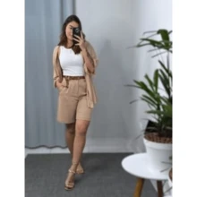 Women's Light Fleece Shorts With Elastic Waistband Alba Short Sweatshirt - 1 ĐƠN VỊ XÁM - Xem 1