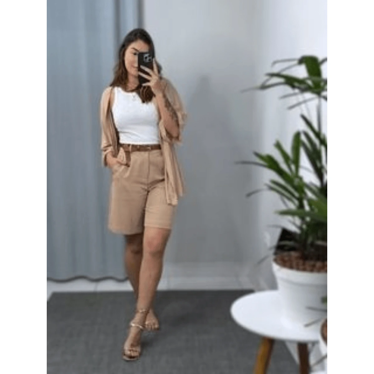 Women's Light Fleece Shorts With Elastic Waistband Alba Short Sweatshirt - 1 ĐƠN VỊ XÁM - Xem 1