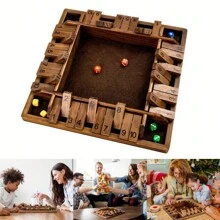 1 Set Juego de mesa clásico de madera de 4 lados numerados con 2 dados, caja plegable, 4 opciones de color, adecuado para viajes, reuniones de ocio, fiestas de adultos, bares, reuniones familiares, ideal para regalos de Acción de Gracias/Navidad - Multicolor - Ver 11