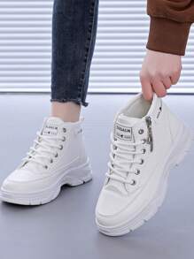 女士休闲运动鞋、平底运动鞋、运动路跑鞋 - 白色 - 查看 3