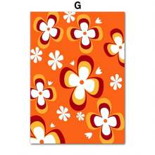 1 件复古 70 年代风格艺术印刷品橙色线条花朵太阳抽象形状海报帆布画墙画客厅装饰无框架 - 彩色 - 查看 37