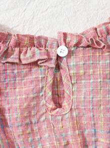 2pcs Baby Girl Cute Ruffle Trim Sleeveless Top And Shorts Set, Spring/Summer - Pink - View 5