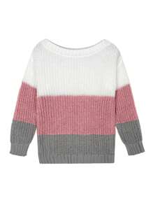 Áo len nữ dáng rộng, gợi cảm, hở vai, kiểu áo chui đầu dệt kim gân phối màu tương phản, áo tay dài lệch vai mùa xuân. - Nhiều màu - Xem 8