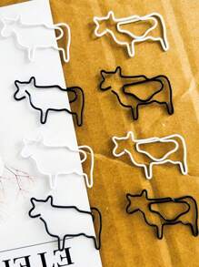 30pcs/50pcs Cute White Or Black Cow Animal Shaped Paper Clips Bookmark For Office Supplies Gifts,Back To School,School Supplies