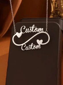 Elegant Custom Double Name Heart Pendant Necklace - Personalized Stainless Steel Chain Suitable For Casual Wear - Perfect Gift For Couples And Friends