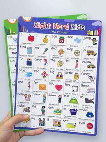 Set de 5 carteles con palabras en inglés de alta frecuencia de 220 palabras de uso frecuente, diseño divertido y creativo, para que los estudiantes aprendan palabras en inglés, ayuda de enseñanza, decoración del aula