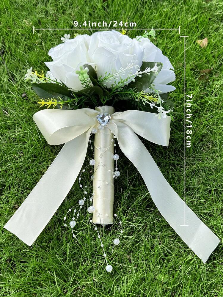 1PC Wedding Bride's Love Water Diamonds Hand-Held Flower Beads Rose Bouquets Outdoor Wedding Photography Props Flower Wedding Supplies - Multicolor - View 11