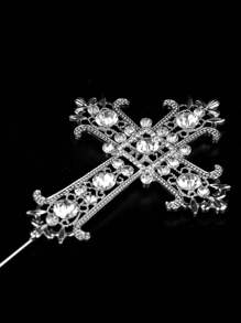 2 pièces Décorations de gâteau en métal et cristal en forme de croix, décorations de gâteau "Que Dieu bénisse" pour baptême de bébé, mariage, baptême, cuisson, fournitures pour fête de gâteau
