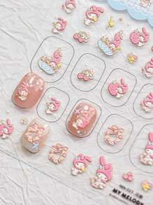 Sanrio Tomoni & Sanrio Collaboration Cartoon Nagelstickers, 5D Melody Pochacco Kuromi Nagelkunst Decals