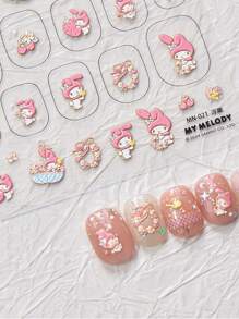 Sanrio Tomoni & Sanrio Collaboration Cartoon Nagelstickers, 5D Melody Pochacco Kuromi Nagelkunst Decals
