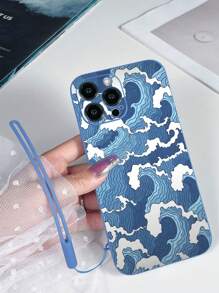 1 个灰色 TPU 夏季波浪纹防震手机壳和 1 个配套灰色硅胶挂绳，适用于 、安卓手机，例如、OPPO，包括 15 Pro Max、A14、A54、A52、A31 4G、A23、Redmi Note 8 Pro、11 Pro 4G、12 4G、OPPO A54 - 彩色 - 查看 2