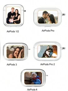 1pc Customized Transparent Earphone Case, Personalized Fashion TPU Soft Earphone Box, Unisex Cute Text Design, DIY Anniversary, Compatible With Apple Earphones 1/2/3/4 Pro/Pro2, Fashionable, Colorful, Minimalist, Kawaii, Customized, Personalized, Unique