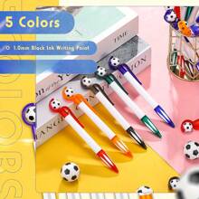 Set de 1/3/5 bolígrafos retráctiles con forma de balón de fútbol, punta media de 1.0 mm, tinta negra, mango de agarre suave, tema de frutas multicolor, material de plástico, adecuado para uso escolar y de oficina, vuelta al colegio