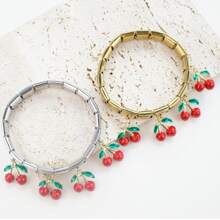 1pc Italy Style Stainless Steel Cherry Pendant Charms Bracelet Component Cute And Detachable Suitable For DIY Making - Cherry - View 2