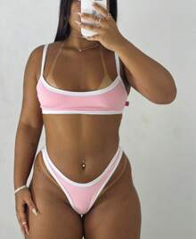 Luzzy Delta Wing Bikini And Cropped Model FASHION BLOGGER - 淺粉色 - 查看 2