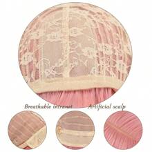Peluca de pelo largo y liso de color rosa sintético, para disfraz de Lolita femenina en festividades