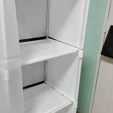 1 pieza de Armario de estantería de cubo multifuncional, estantería de almacenamiento de montaje en el suelo independiente con cortina, armario de almacenamiento de libros, para dormitorio, sala de estar, decoración del hogar UNIWINI - Blanco - Ver 8