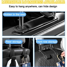 1pc Car Hooks, Car Seat Back PU Leather Storage Hook, Multi-Function Hanger For Keys Purse, Handbag Earphone Charging Cable Umbrellas Coats Car Organizer