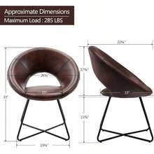 Modern PU Leather Accent Chairs Dining Chairs Arm Chair For Living Room Furniture Mid-Century Leisure Lounge Chairs With Black Metal Legs Industrial 1 PCS Dark Brown