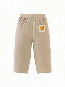 mini bala Kids' Loose-Fit Tapered Pants, Casual Outdoor Spring Wear - Camel - View 5