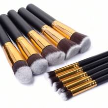 10 Pcs Professional Makeup Brushes, Makeup Set - Gold Gold - Black Gold - View 5