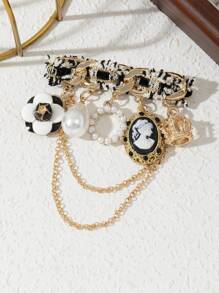 1 chiếc trâm cài áo vương miện tua rua phong cách cung điện thanh lịch, phụ kiện trang sức quyến rũ tông vàng, quà tặng cho phụ nữ, thích hợp để đeo hàng ngày - cổ điển - Xem 8