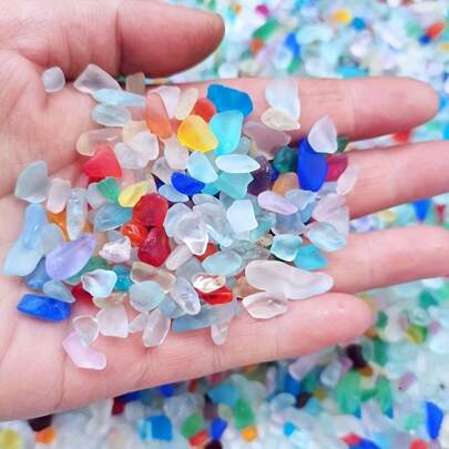 100g/200g Colored Frosted Sea Glass Pebbles - Gems For Aquarium, Vase Filler, DIY Crafts, Christmas Decor, Frosted Pebbles, Home Decor Accent